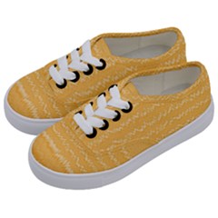 Boho Saffron Yellow Stripes Kids  Classic Low Top Sneakers by SpinnyChairDesigns