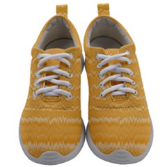 Boho Saffron Yellow Stripes Mens Athletic Shoes by SpinnyChairDesigns