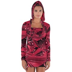 Candy Apple Crimson Red Long Sleeve Hooded T-shirt by SpinnyChairDesigns