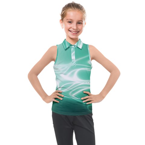 Biscay Green Glow Kids  Sleeveless Polo Tee by SpinnyChairDesigns