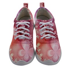 Boho Pastel Pink Floral Print Athletic Shoes by SpinnyChairDesigns