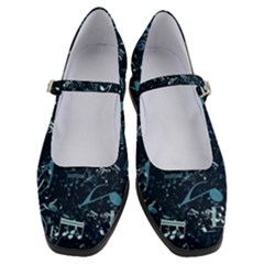 Prussian Blue Music Notes Women s Mary Jane Shoes by SpinnyChairDesigns
