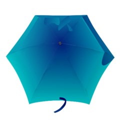 Aqua Blue And Indigo Ombre Mini Folding Umbrellas by SpinnyChairDesigns