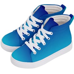 Aqua Blue And Indigo Ombre Kids  Hi-top Skate Sneakers by SpinnyChairDesigns
