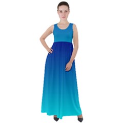 Aqua Blue And Indigo Ombre Empire Waist Velour Maxi Dress by SpinnyChairDesigns