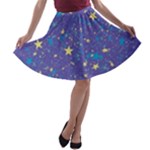 Starry Night Purple A-line Skater Skirt