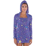 Starry Night Purple Long Sleeve Hooded T-shirt