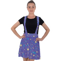 Starry Night Purple Velvet Suspender Skater Skirt by SpinnyChairDesigns