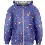 Starry Night Purple Kids  Zipper Hoodie Without Drawstring