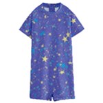 Starry Night Purple Kids  Boyleg Half Suit Swimwear