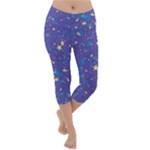 Starry Night Purple Lightweight Velour Capri Yoga Leggings
