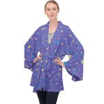 Starry Night Purple Long Sleeve Velvet Kimono 