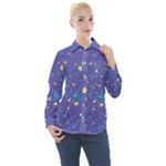 Starry Night Purple Women s Long Sleeve Pocket Shirt