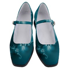 Teal Floral Print Women s Mary Jane Shoes by SpinnyChairDesigns