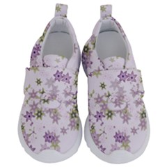 Purple Wildflower Print Kids  Velcro No Lace Shoes by SpinnyChairDesigns