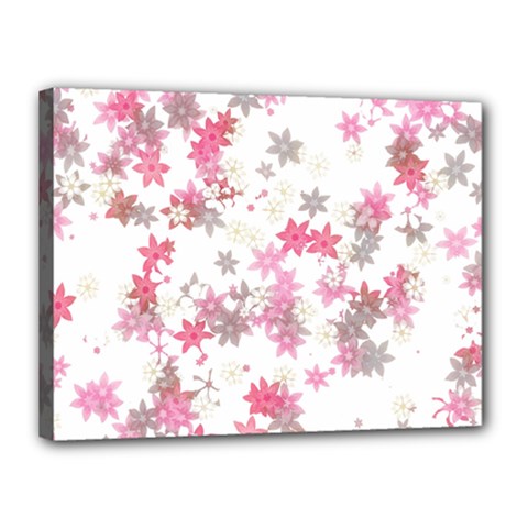 Pink Wildflower Print Canvas 16  X 12  (stretched) by SpinnyChairDesigns
