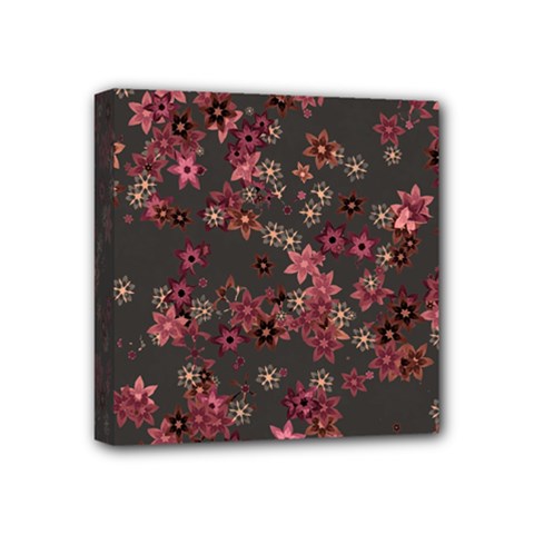 Pink Wine Floral Print Mini Canvas 4  X 4  (stretched) by SpinnyChairDesigns