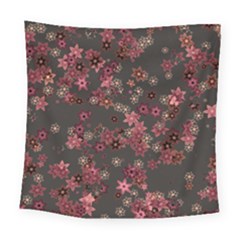 Pink Wine Floral Print Square Tapestry (large) by SpinnyChairDesigns