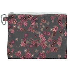 Pink Wine Floral Print Canvas Cosmetic Bag (xxl) by SpinnyChairDesigns