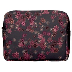 Pink Wine Floral Print Make Up Pouch (large) by SpinnyChairDesigns
