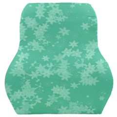 Biscay Green Floral Print Car Seat Back Cushion  by SpinnyChairDesigns
