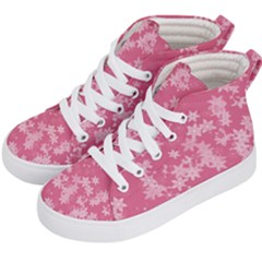 Blush Pink Floral Print Kids  Hi-top Skate Sneakers by SpinnyChairDesigns