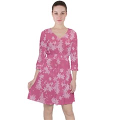 Blush Pink Floral Print Ruffle Dress by SpinnyChairDesigns