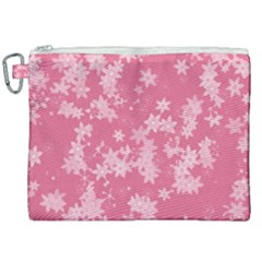Blush Pink Floral Print Canvas Cosmetic Bag (xxl) by SpinnyChairDesigns