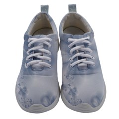 Faded Blue Floral Print Athletic Shoes by SpinnyChairDesigns