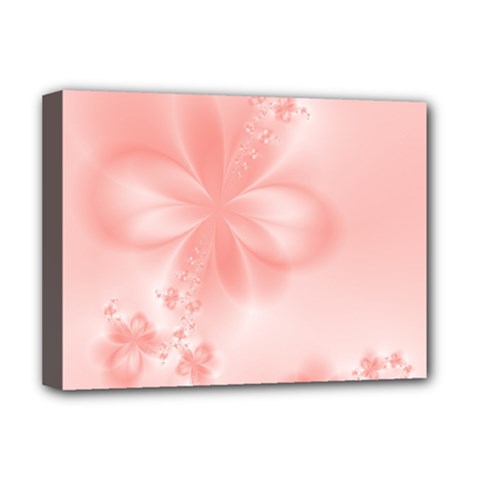 Pastel Coral Floral Print Deluxe Canvas 16  X 12  (stretched)  by SpinnyChairDesigns