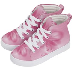 Blush Pink Floral Print Kids  Hi-top Skate Sneakers by SpinnyChairDesigns