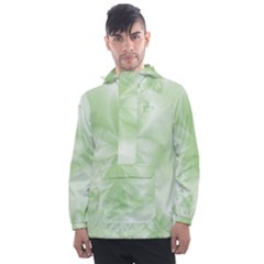 Tea Green Floral Print Men s Front Pocket Pullover Windbreaker by SpinnyChairDesigns