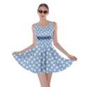 Faded Blue White Floral Print Skater Dress View1