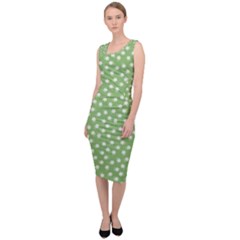 Spring Green White Floral Print Sleeveless Pencil Dress by SpinnyChairDesigns