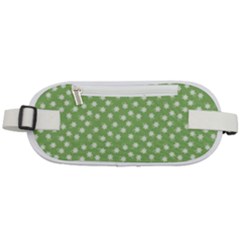 Spring Green White Floral Print Rounded Waist Pouch by SpinnyChairDesigns