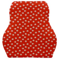 Red White Floral Print Car Seat Velour Cushion  by SpinnyChairDesigns