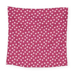 Magenta Rose White Floral Print Square Tapestry (large) by SpinnyChairDesigns