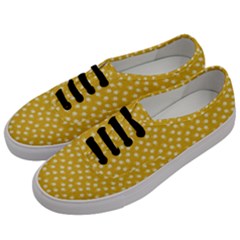 Saffron Yellow White Floral Pattern Men s Classic Low Top Sneakers by SpinnyChairDesigns