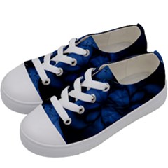 Dark Blue Abstract Pattern Kids  Low Top Canvas Sneakers by SpinnyChairDesigns
