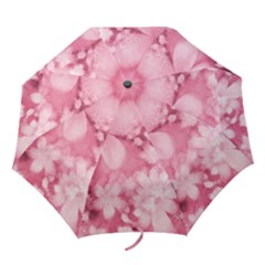 Blush Pink Watercolor Flowers Folding Umbrellas by SpinnyChairDesigns