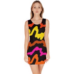 Multicolored Scribble Abstract Pattern Bodycon Dress by dflcprintsclothing