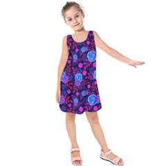 Backgroung Rose Purple Wallpaper Kids  Sleeveless Dress by HermanTelo