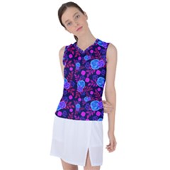 Backgroung Rose Purple Wallpaper Women s Sleeveless Sports Top