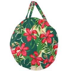 Floral Pink Flowers Giant Round Zipper Tote by Mariart