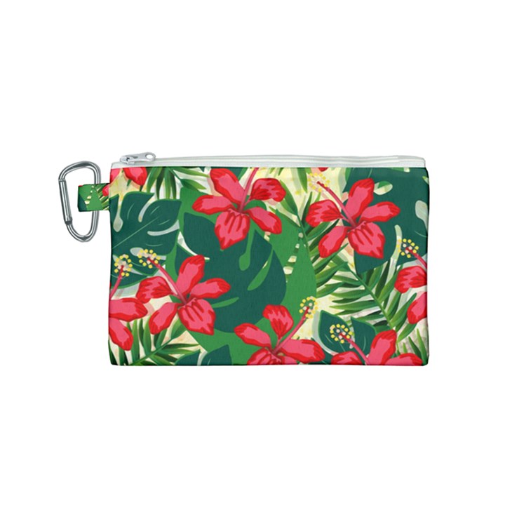 Floral Pink Flowers Canvas Cosmetic Bag (Small)