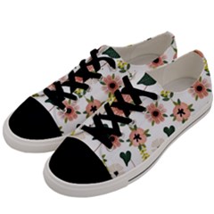 Flower White Pattern Floral Men s Low Top Canvas Sneakers