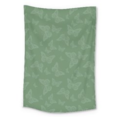 Asparagus Green Butterfly Print Large Tapestry by SpinnyChairDesigns