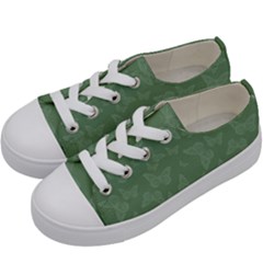 Asparagus Green Butterfly Print Kids  Low Top Canvas Sneakers by SpinnyChairDesigns