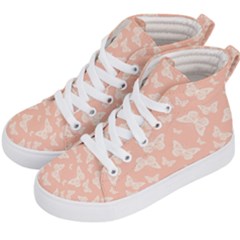 Peaches And Cream Butterfly Print Kids  Hi-top Skate Sneakers by SpinnyChairDesigns