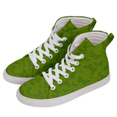 Avocado Green Butterfly Print Women s Hi-top Skate Sneakers by SpinnyChairDesigns